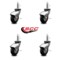 Service Caster 3 Inch Chrome Hooded Neoprene Rubber 3/8 Inch Grip Ring Stem Casters SCC, 4PK SCC-GR03S310-NPRB-BC-716138-4 - alternate 3